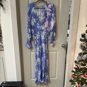 Diane von Furstenberg Blue Floral Wrap Dress